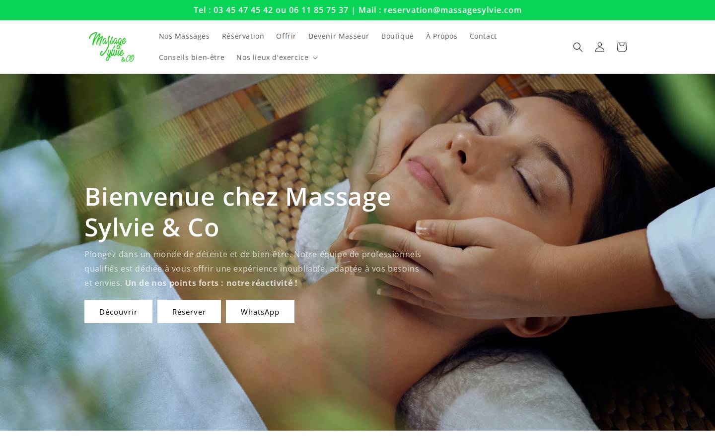 Massage Sylvie & Co homepage screenshot