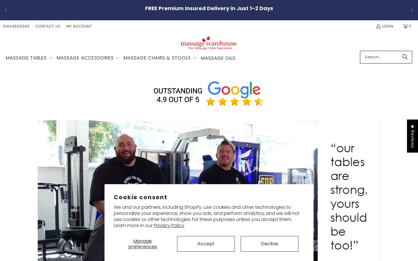 Massage Warehouse UK (Not USA) homepage screenshot