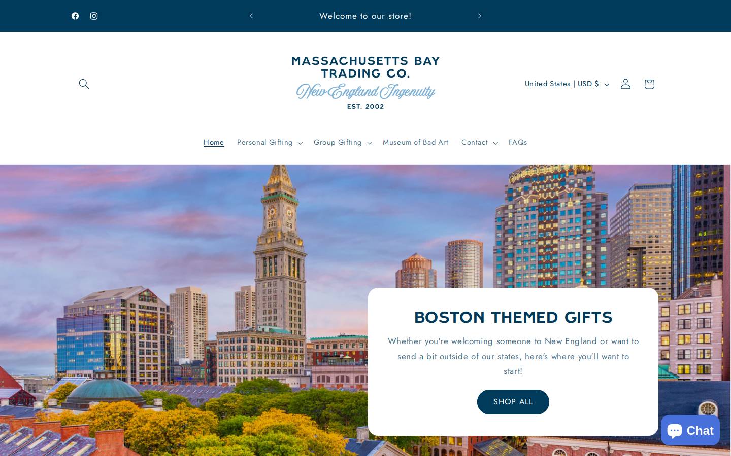 Massachusetts Bay Trading Company homepage screenshot