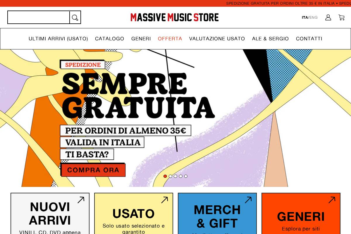 Massive Music Store homepage screenshot