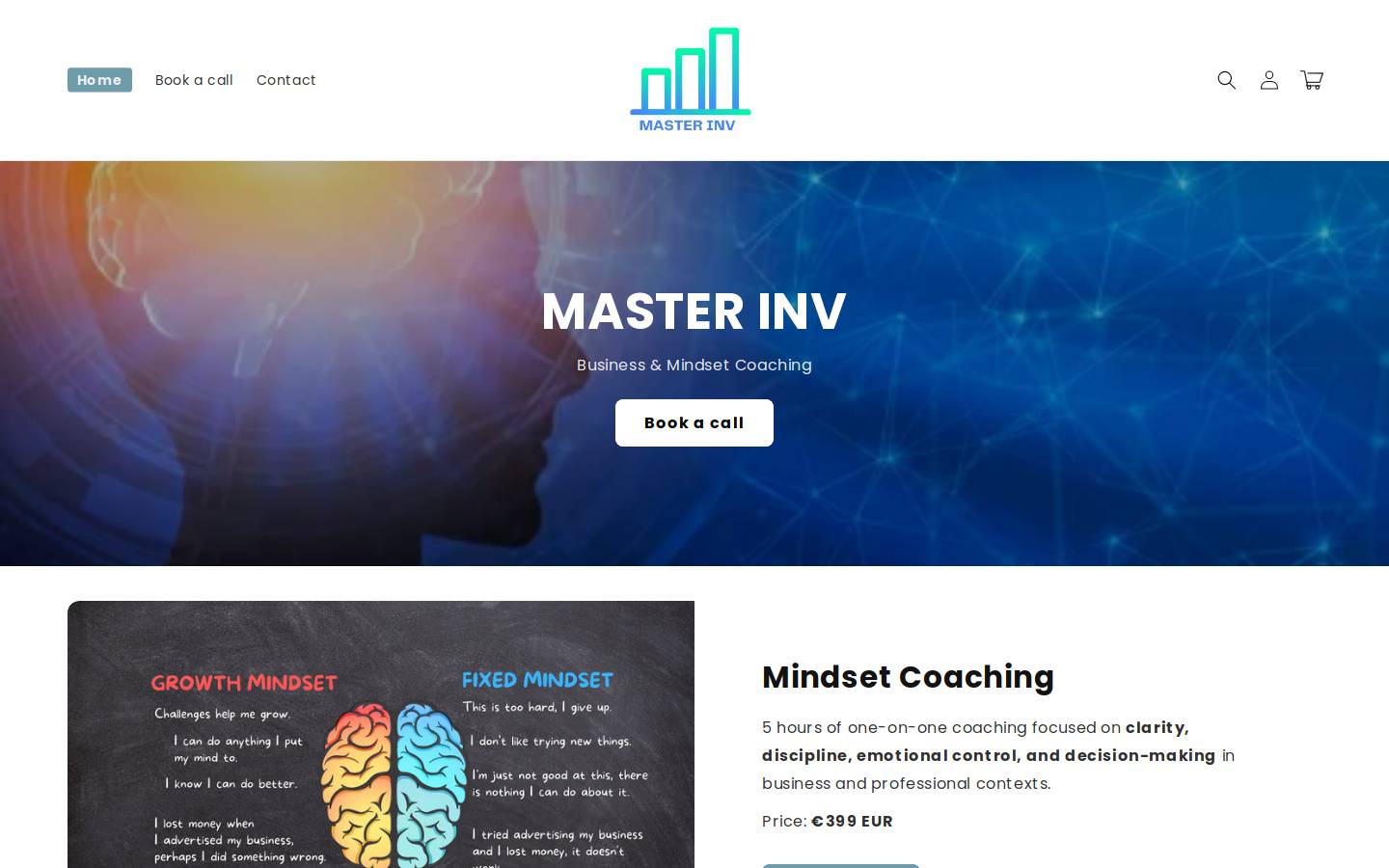 Master Inv homepage screenshot