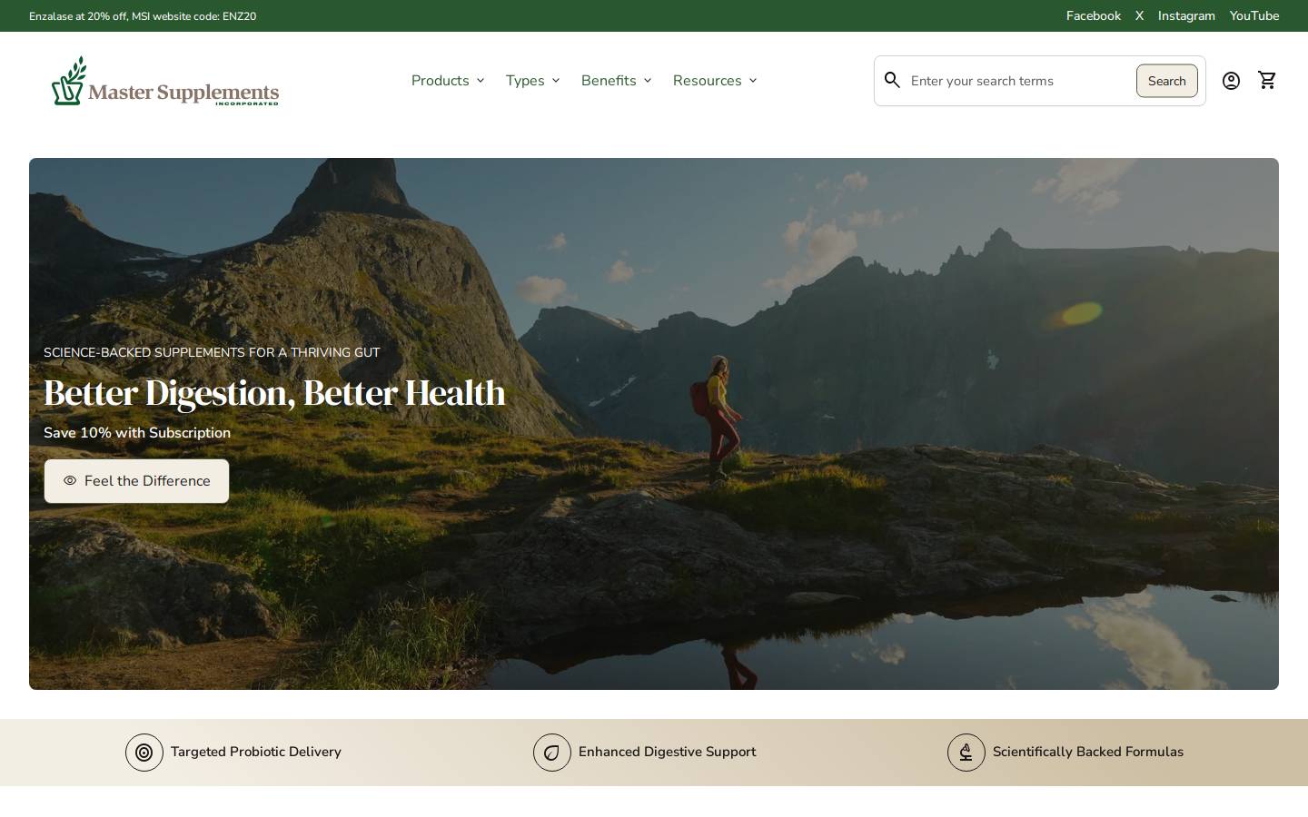 Master Supplements, Inc. homepage screenshot