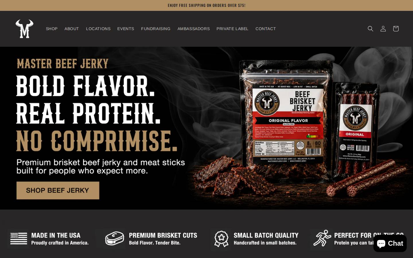 masterbeefjerky.com homepage screenshot