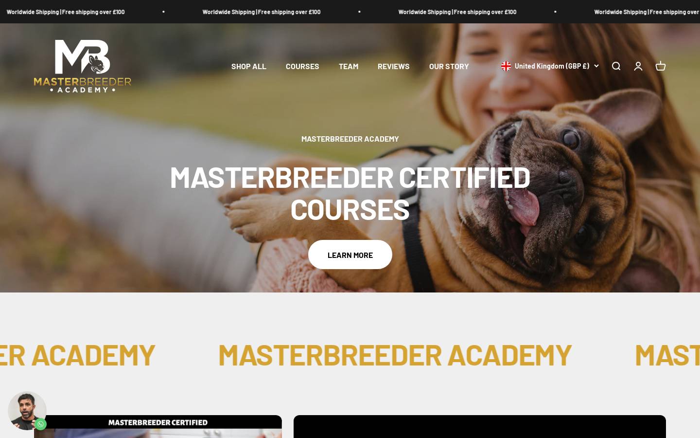 Masterbreeder Academy homepage screenshot