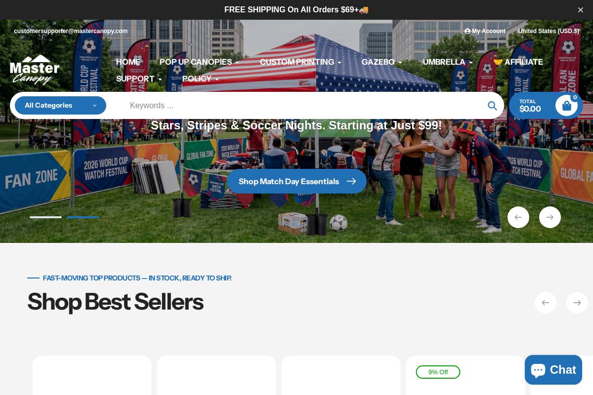 mastercanopy.com homepage screenshot
