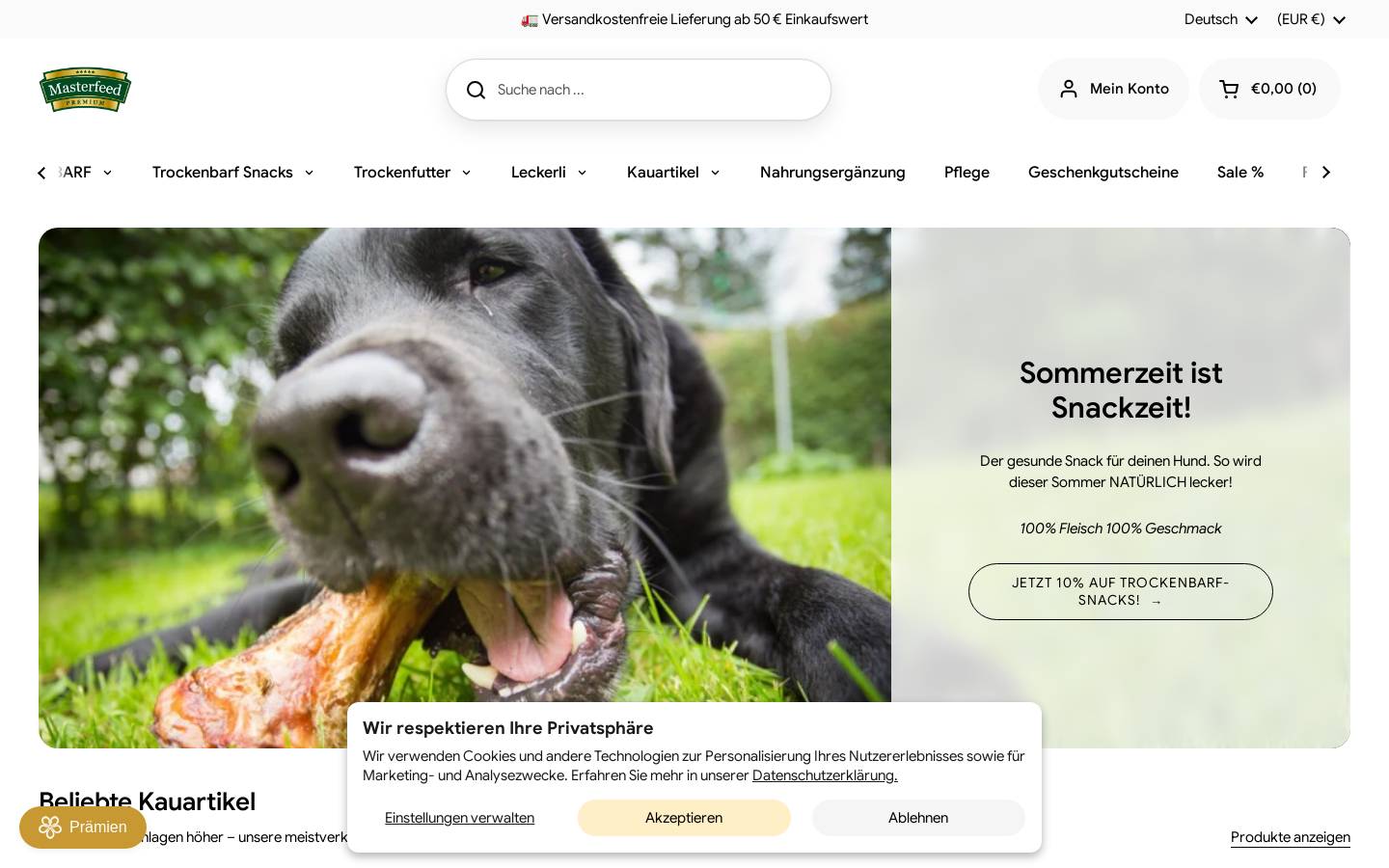 Masterfeed homepage screenshot
