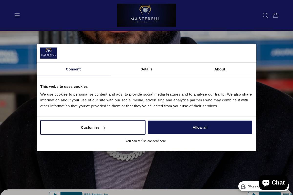 Masterful Moissanite  homepage screenshot