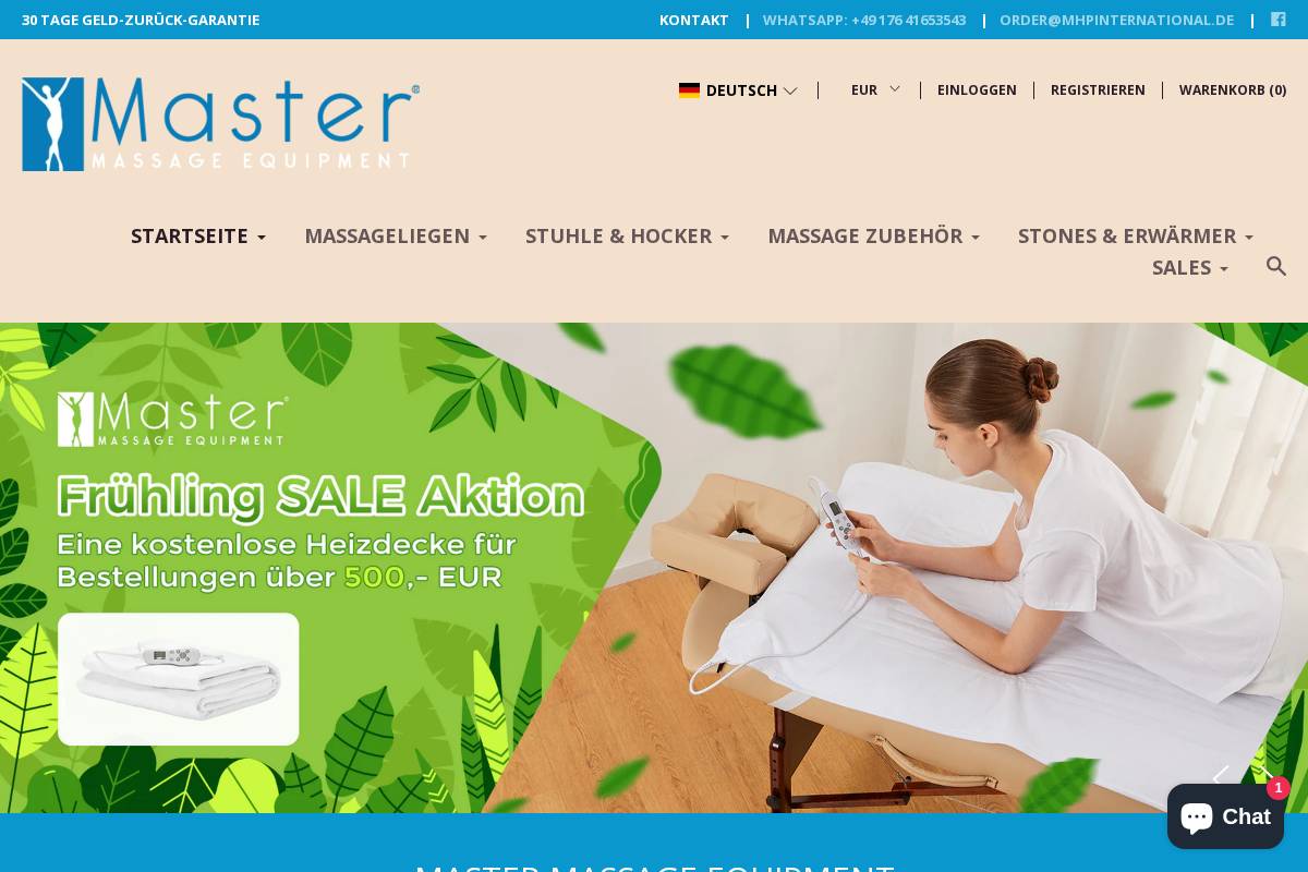 Mastermassage homepage screenshot