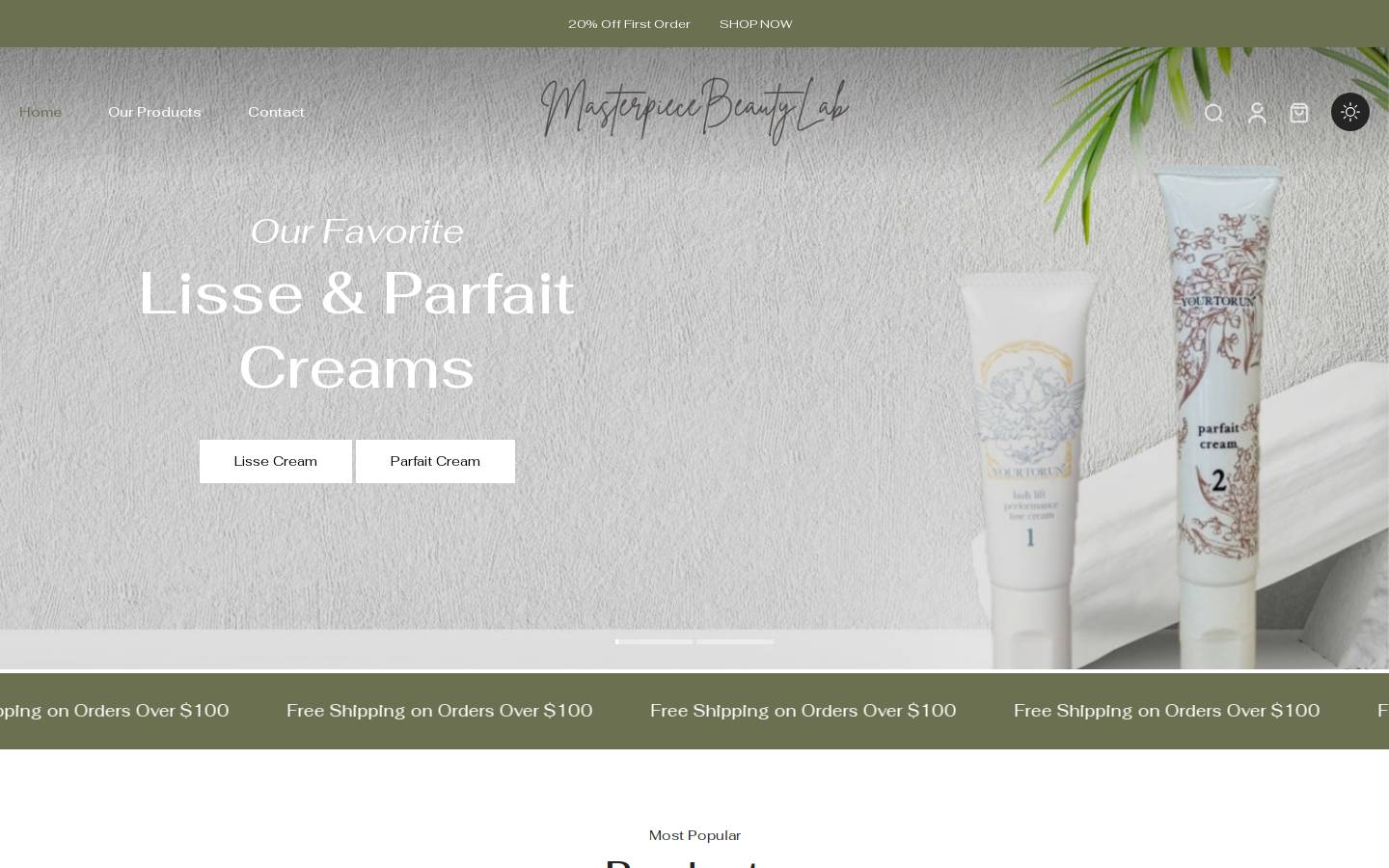 masterpiecebeautylab.com homepage screenshot