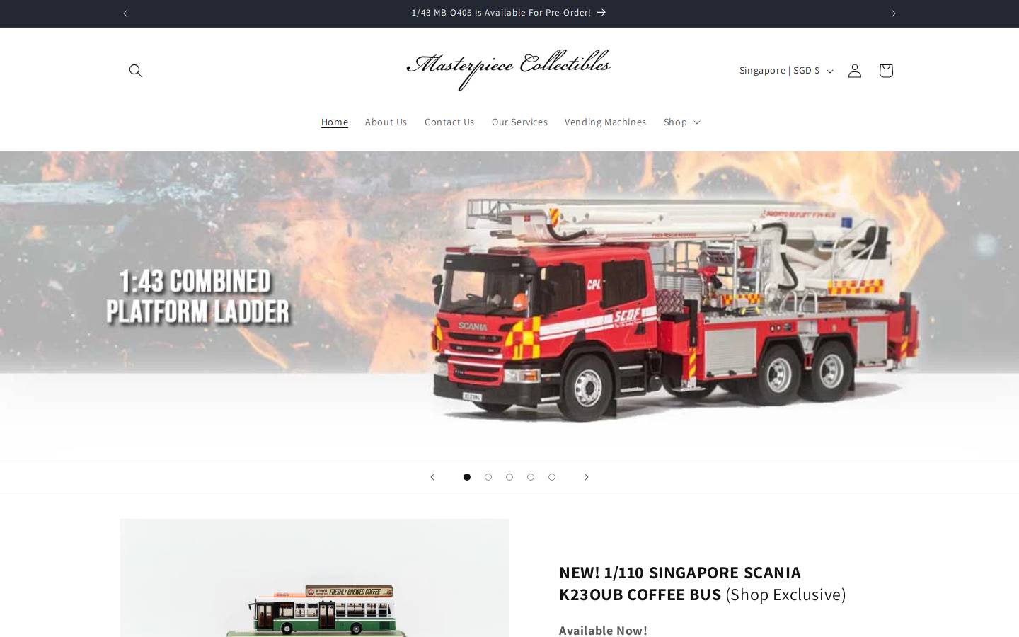 masterpiececollectibles.com homepage screenshot
