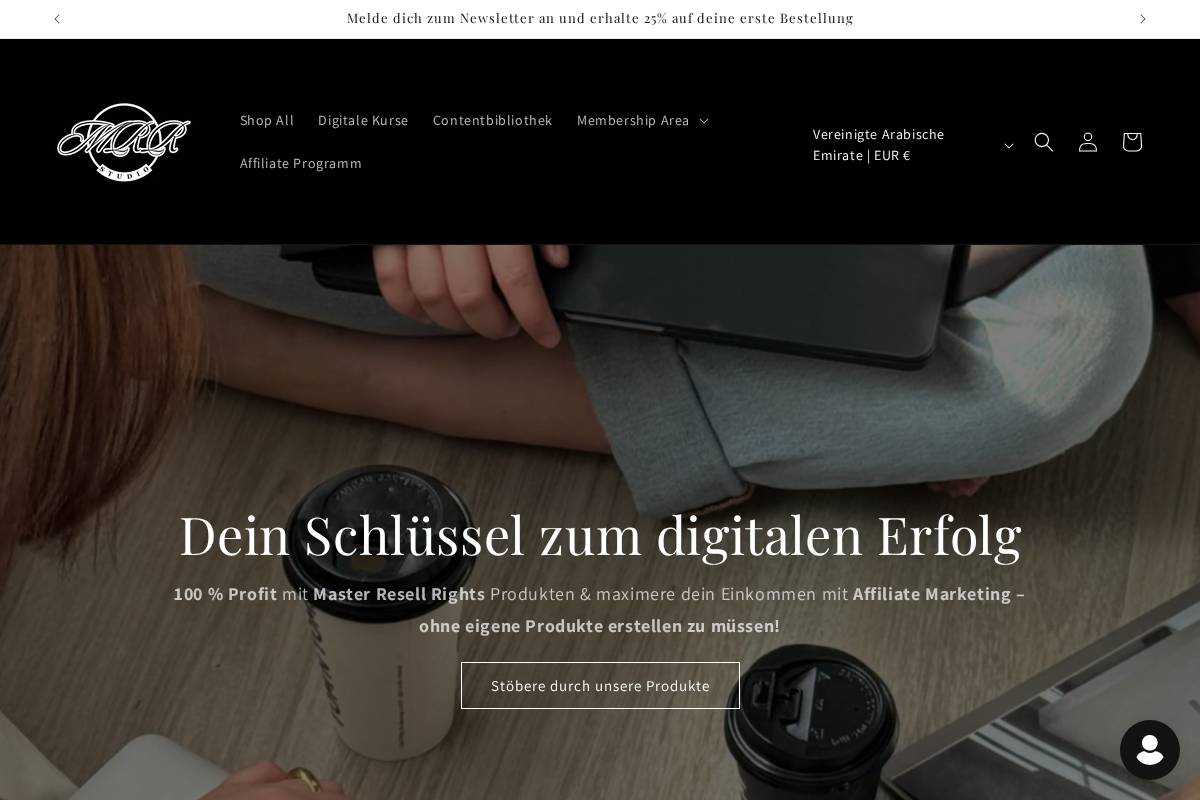 Masterresellrights homepage screenshot