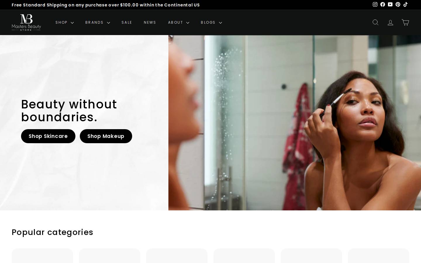 mastersbeautystore.com homepage screenshot