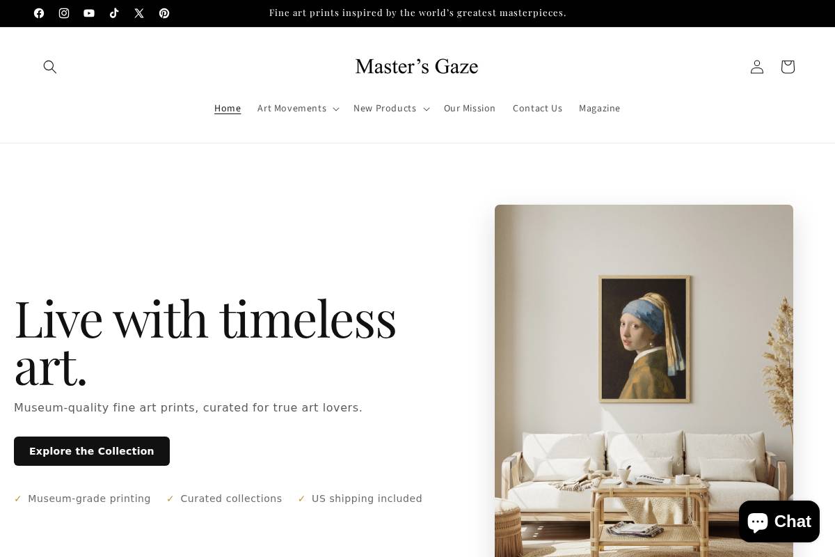 mastersgaze.com homepage screenshot
