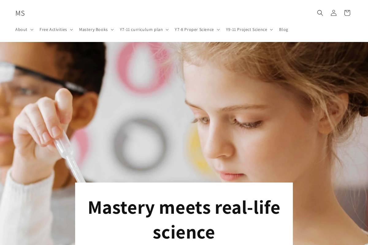 masteryscience.com homepage screenshot