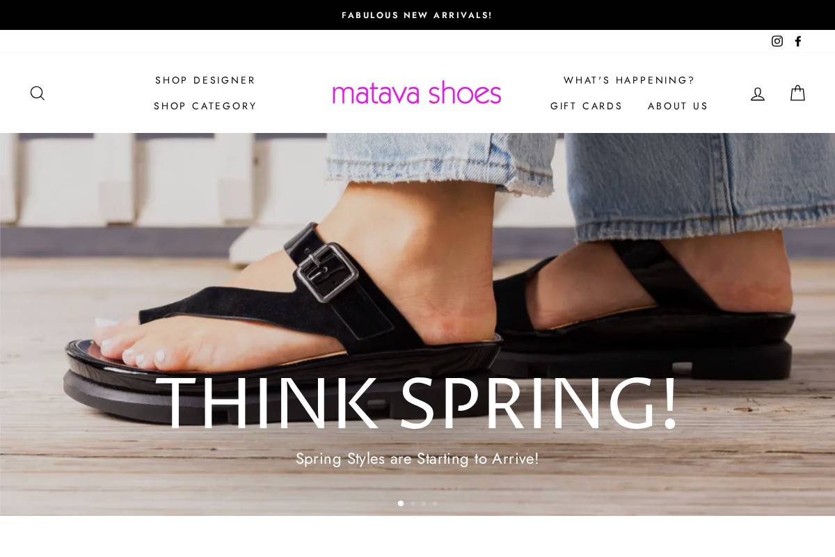 matavashoes.com homepage screenshot