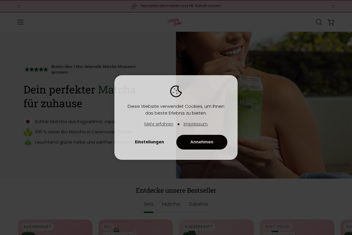 Matcha Baby homepage screenshot
