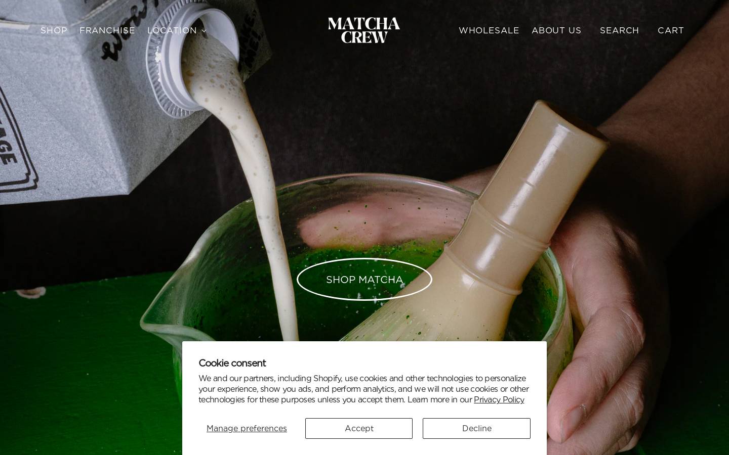 matchacrew.com homepage screenshot
