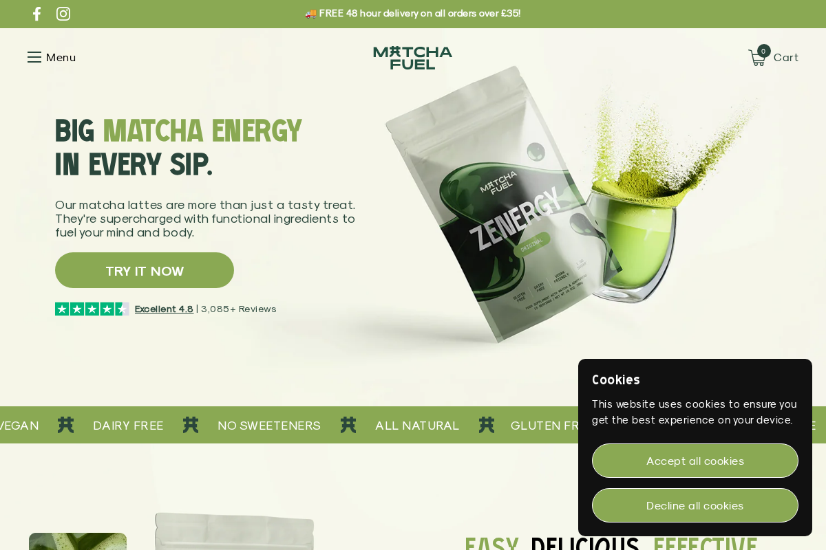 Matcha Fuel homepage screenshot