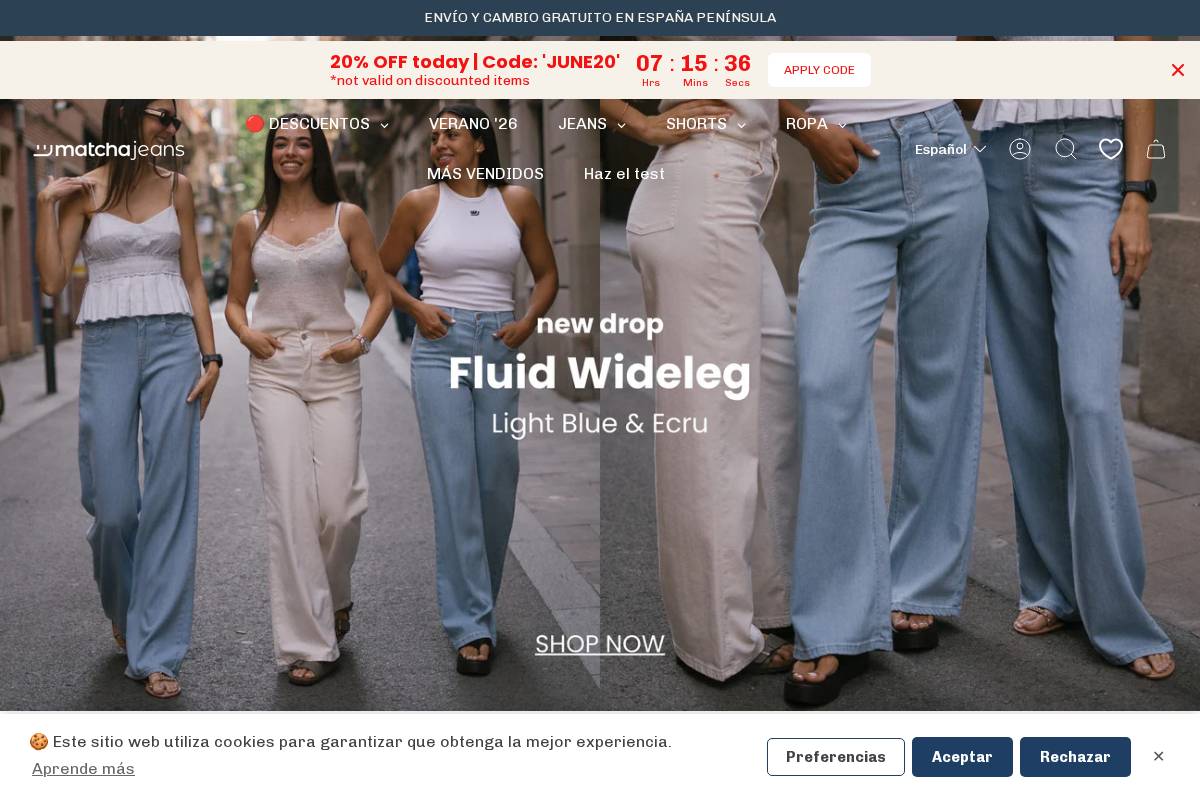 Matcha Jeans homepage screenshot