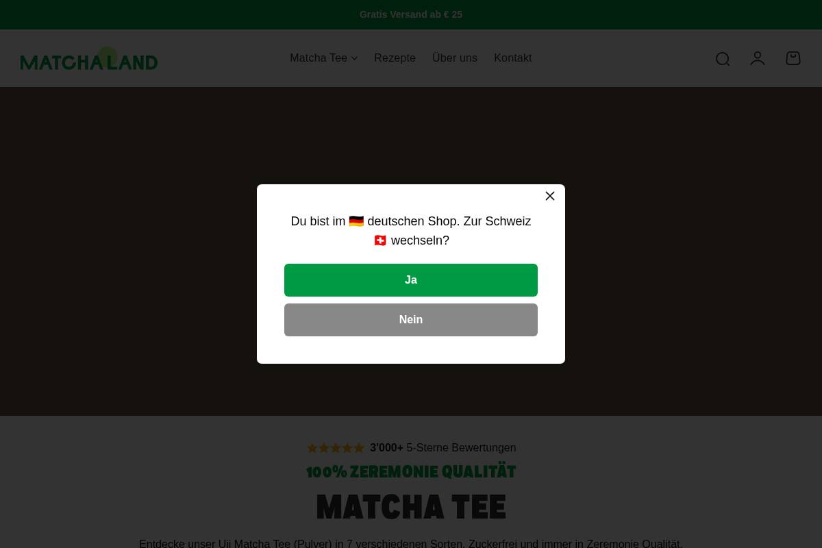 matchaland.de homepage screenshot