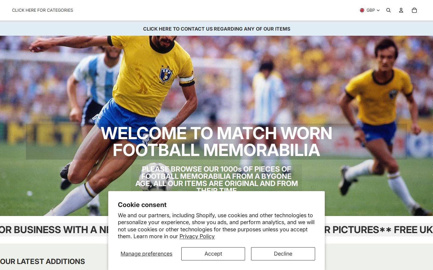 Matchwornfootballshirts homepage screenshot