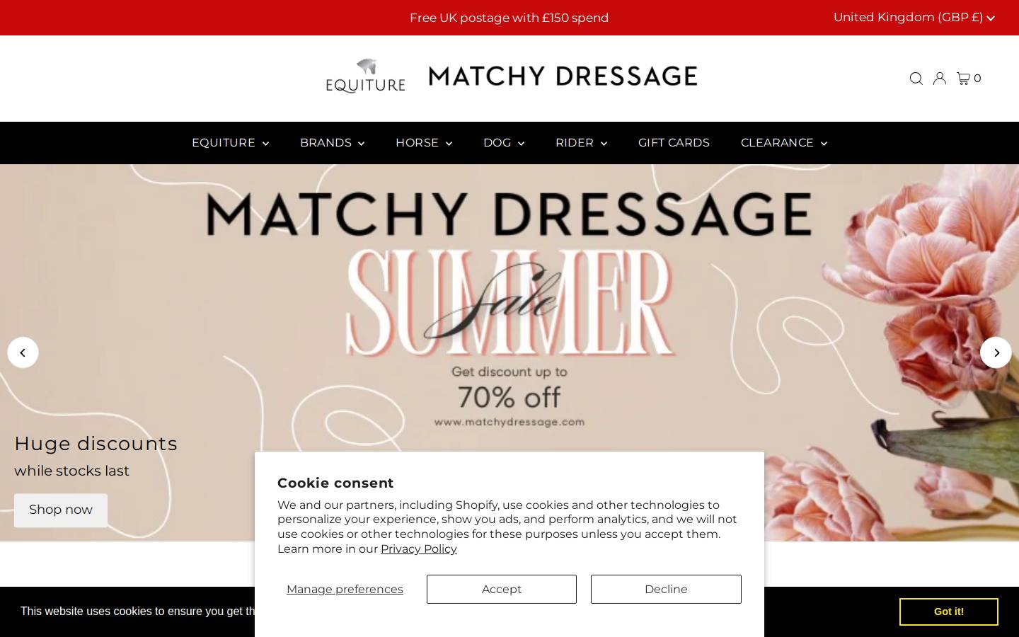 Matchy Dressage homepage screenshot