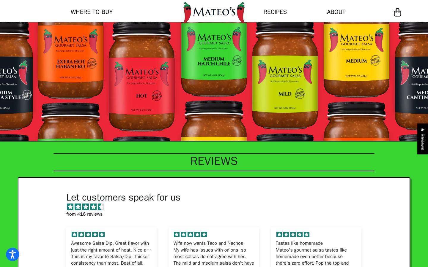 mateossalsa.com homepage screenshot