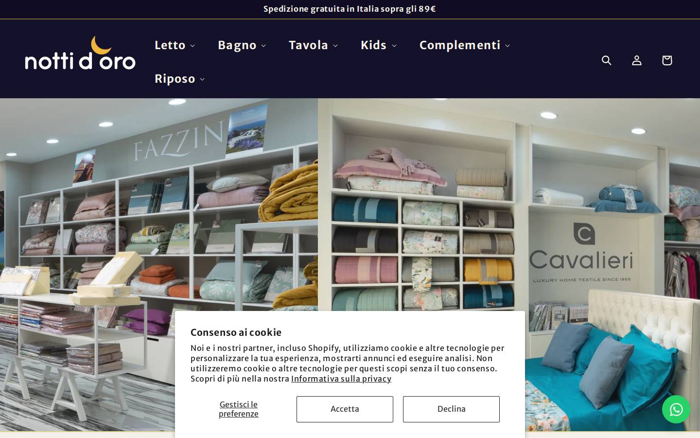 materassinottidoro.it homepage screenshot