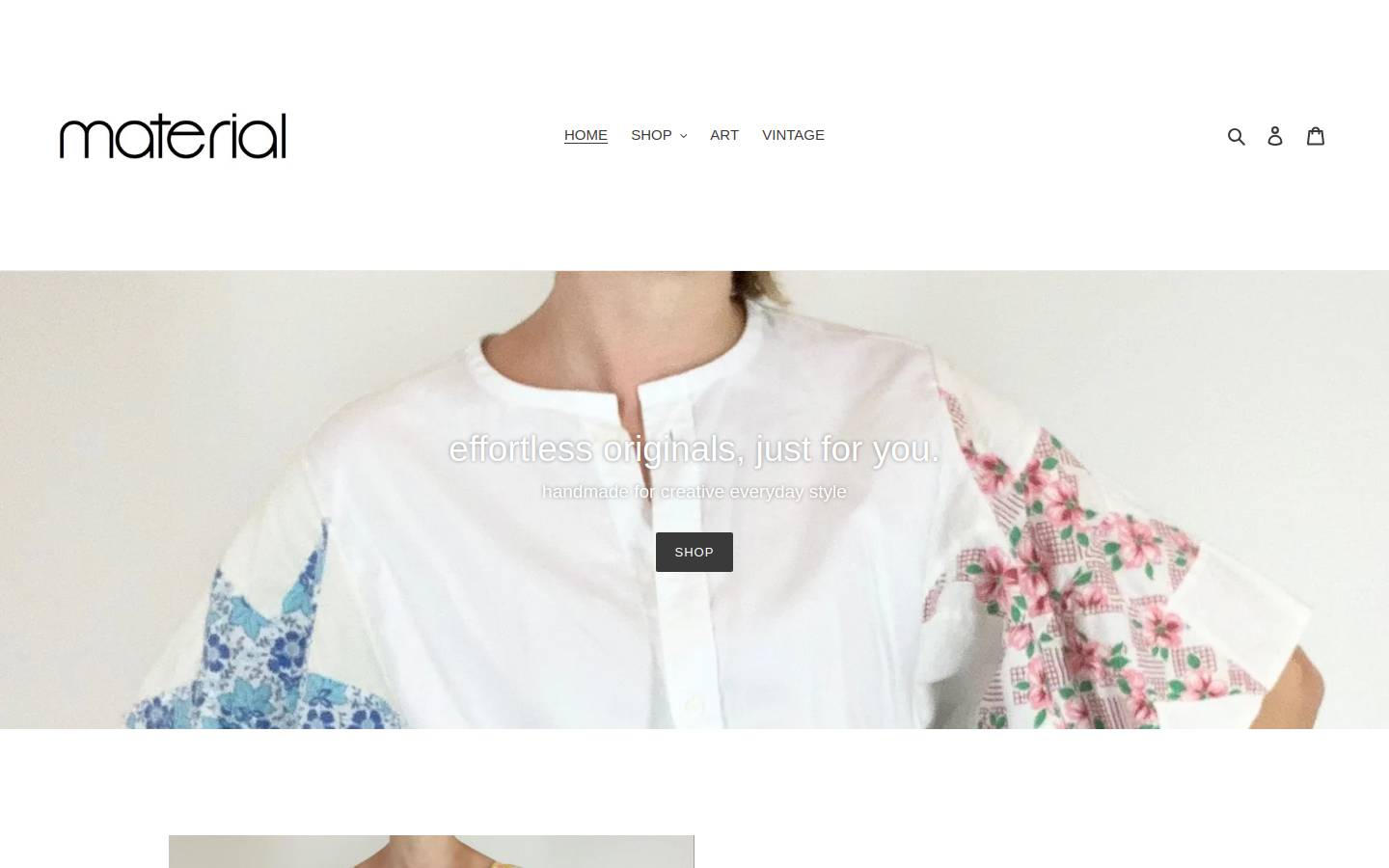 material-clothing.com homepage screenshot