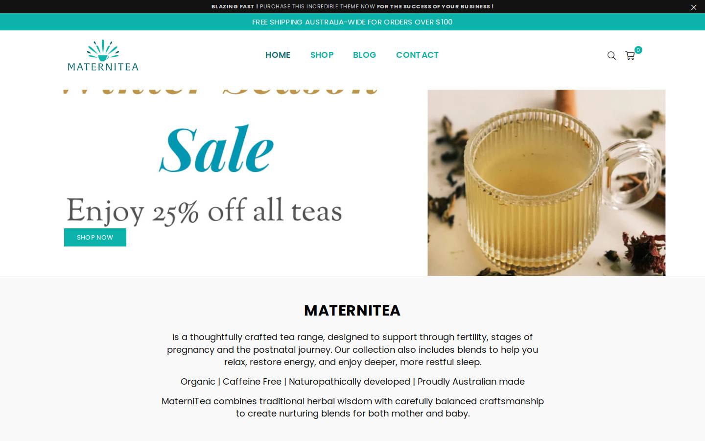 maternitea.com homepage screenshot