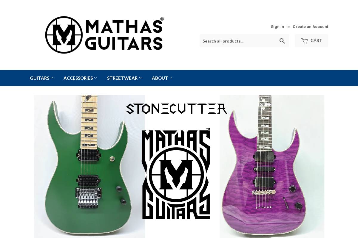 mathasguitars.com homepage screenshot