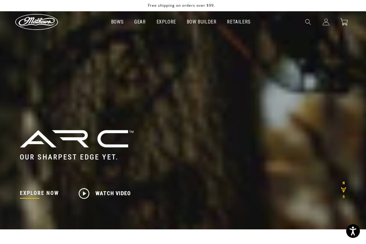 Mathews Single Cam Bows homepage screenshot