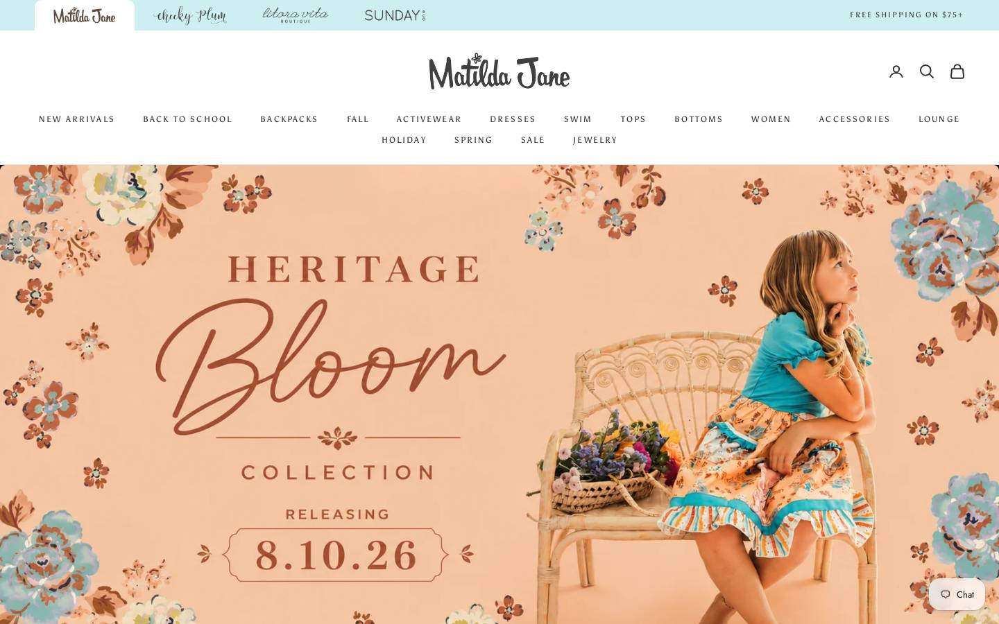Matilda Jane Clothing homepage screenshot