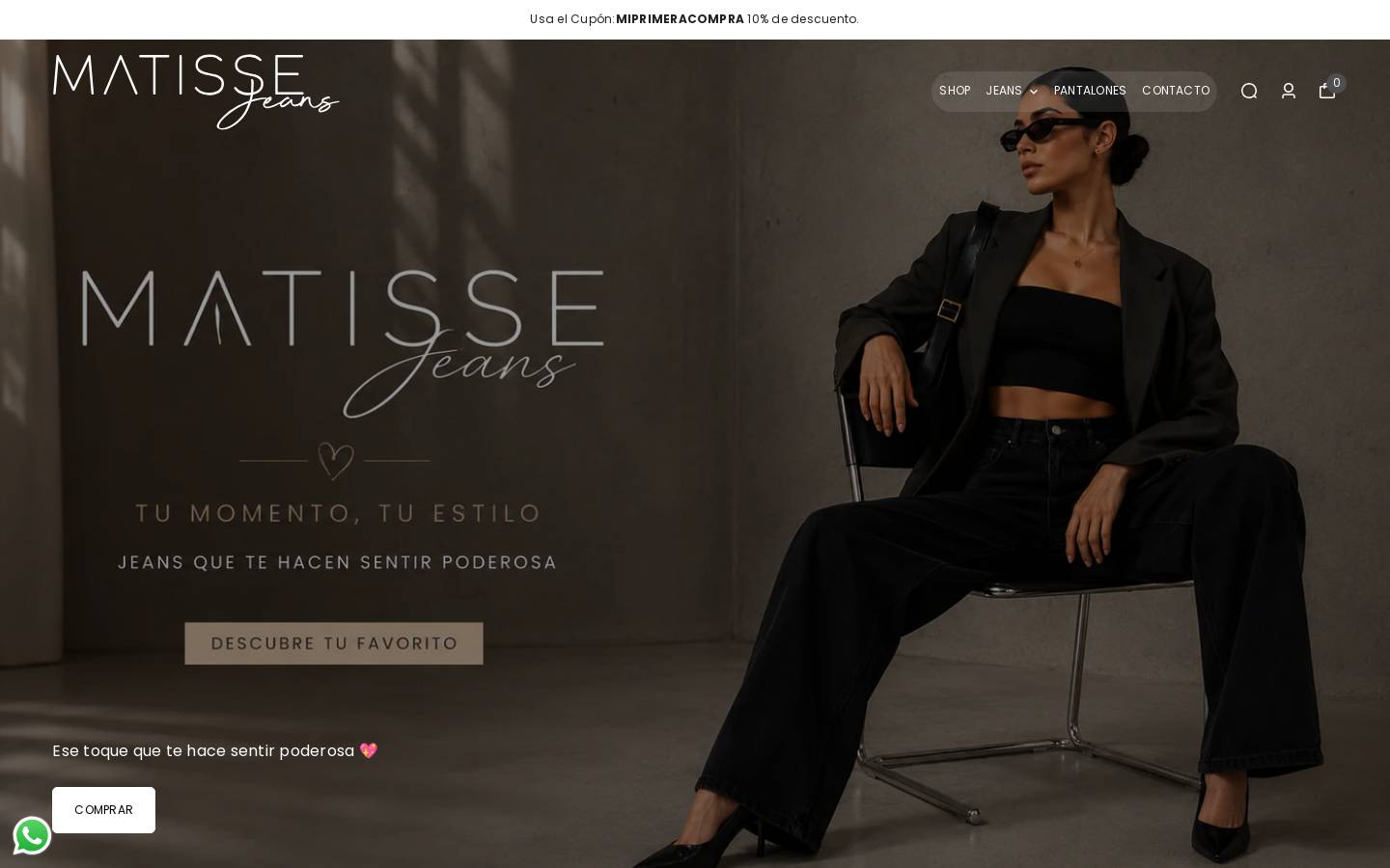 matissejeans.com homepage screenshot