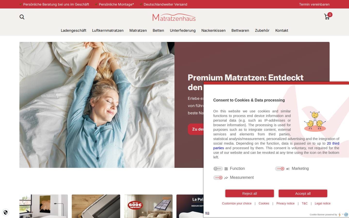 Matratzenhaus homepage screenshot