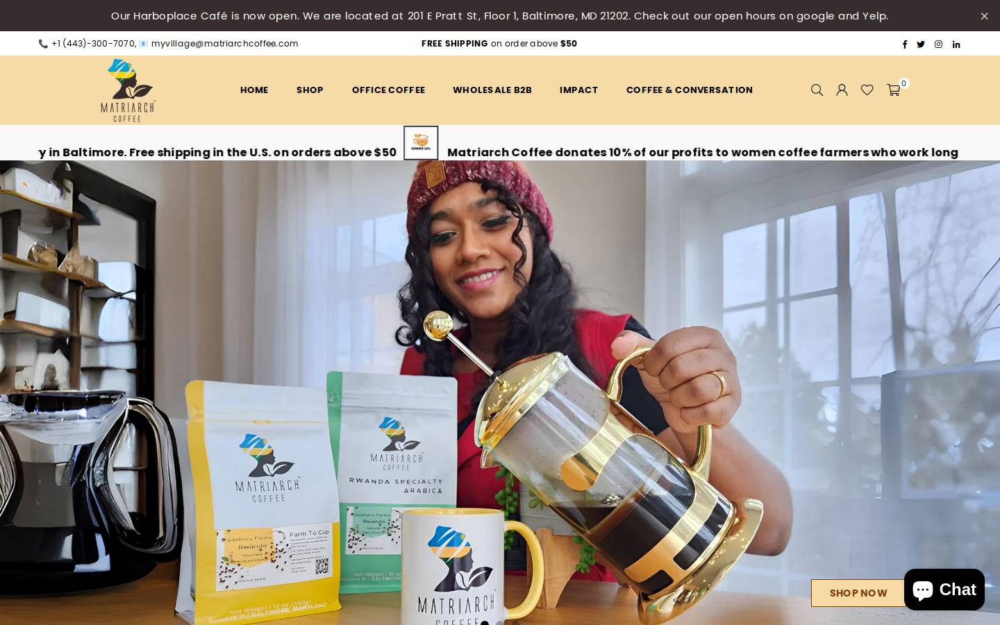matriarchcoffee.com homepage screenshot