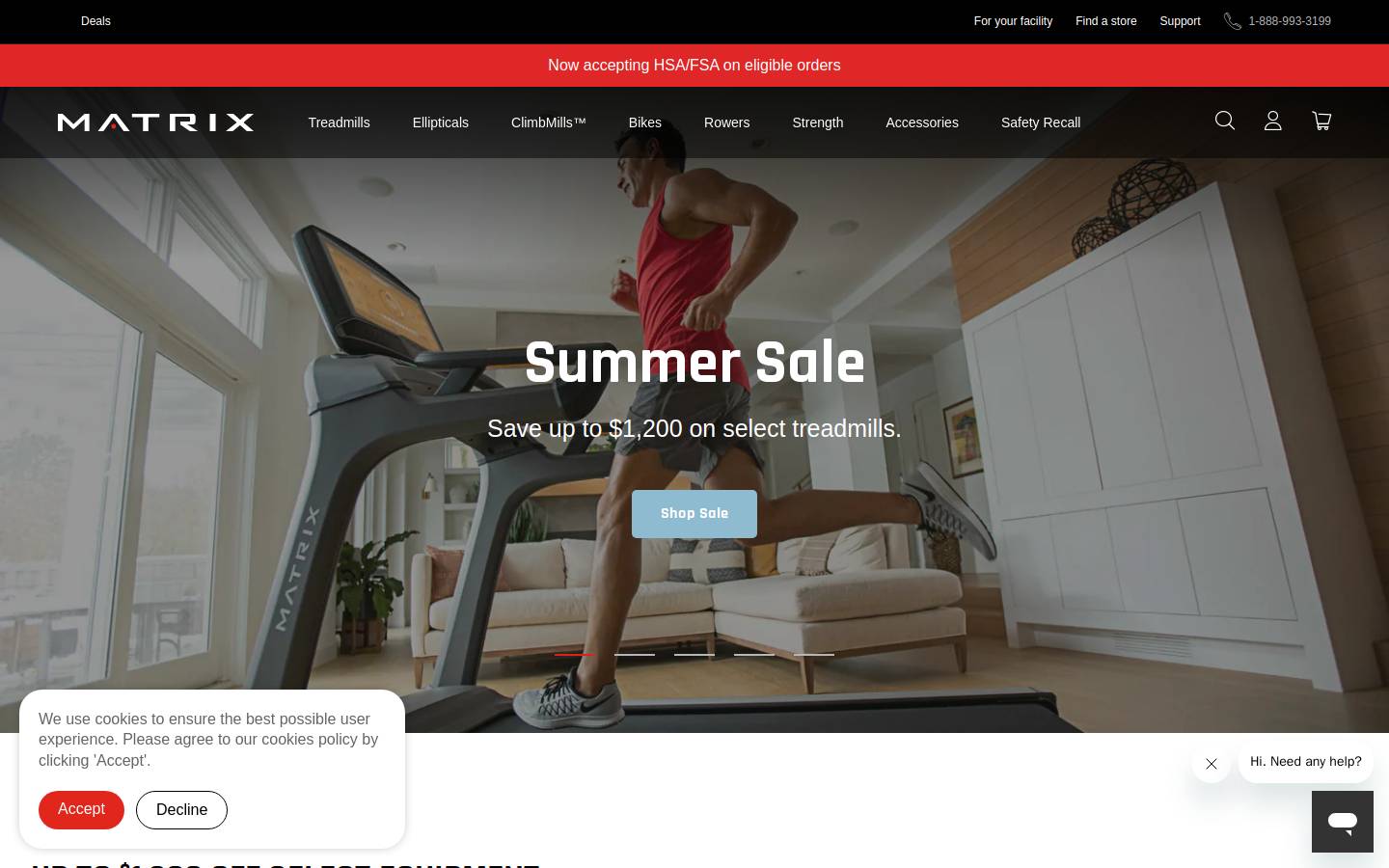 matrixhomefitness.com homepage screenshot