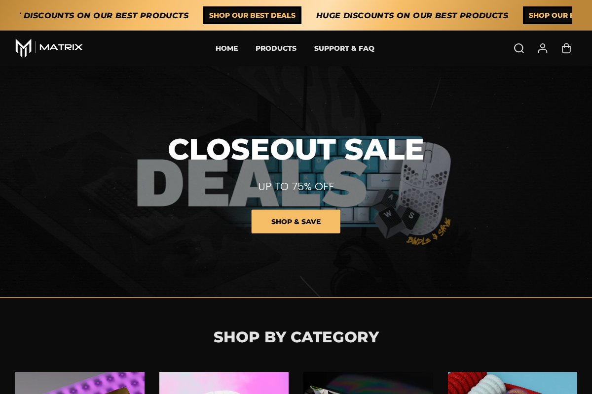 Matrix Keyboards homepage screenshot