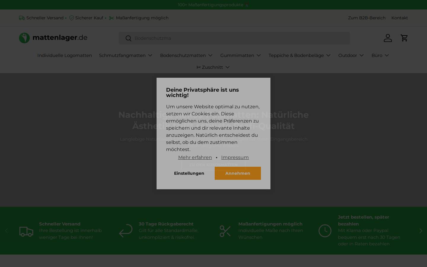 Mattenlager homepage screenshot