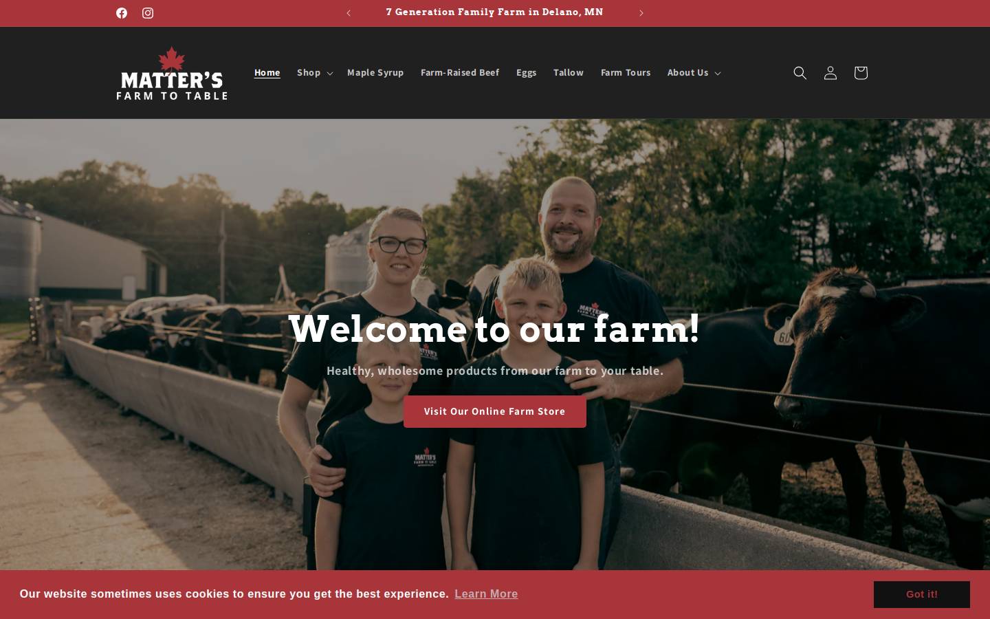 mattersfarmtotable.com homepage screenshot