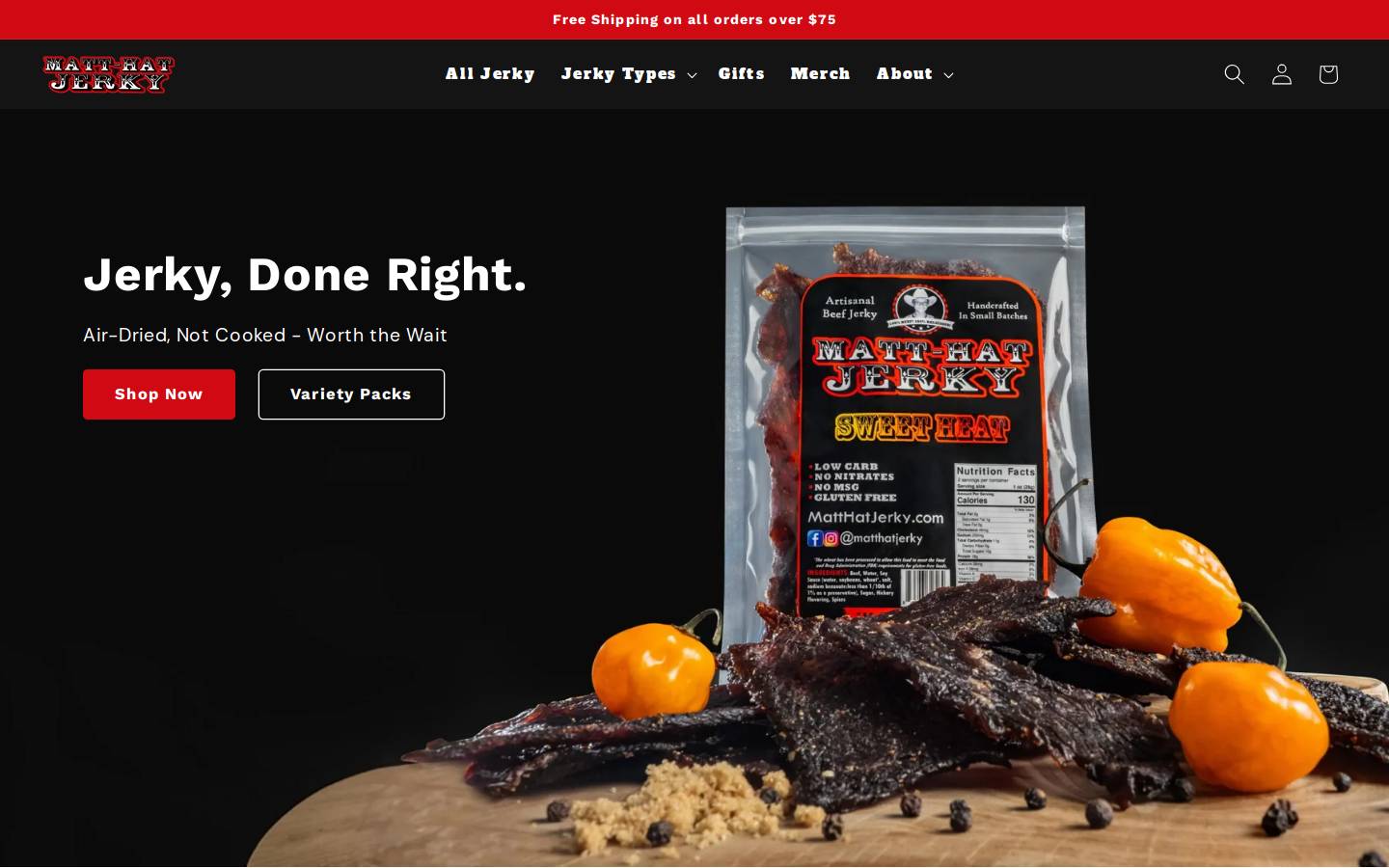matthatjerky.com homepage screenshot