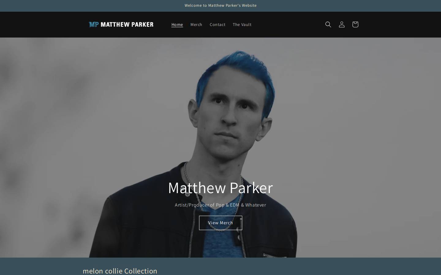 matthewparkermusic.com homepage screenshot