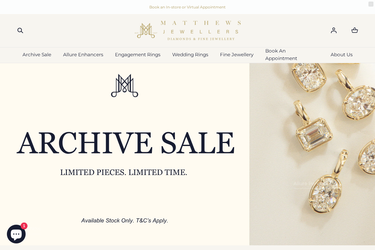 Matthews Jewellers homepage screenshot