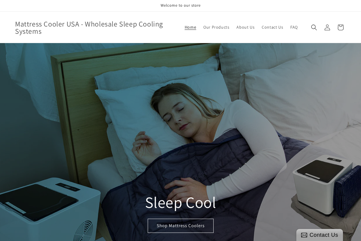 Mattress Cooler homepage screenshot