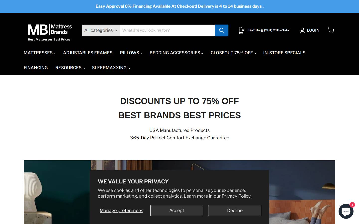 mattressbrands.com homepage screenshot