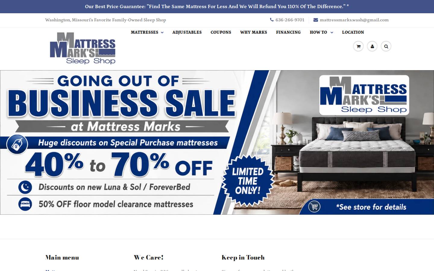 mattressmarkssleepshop.com homepage screenshot
