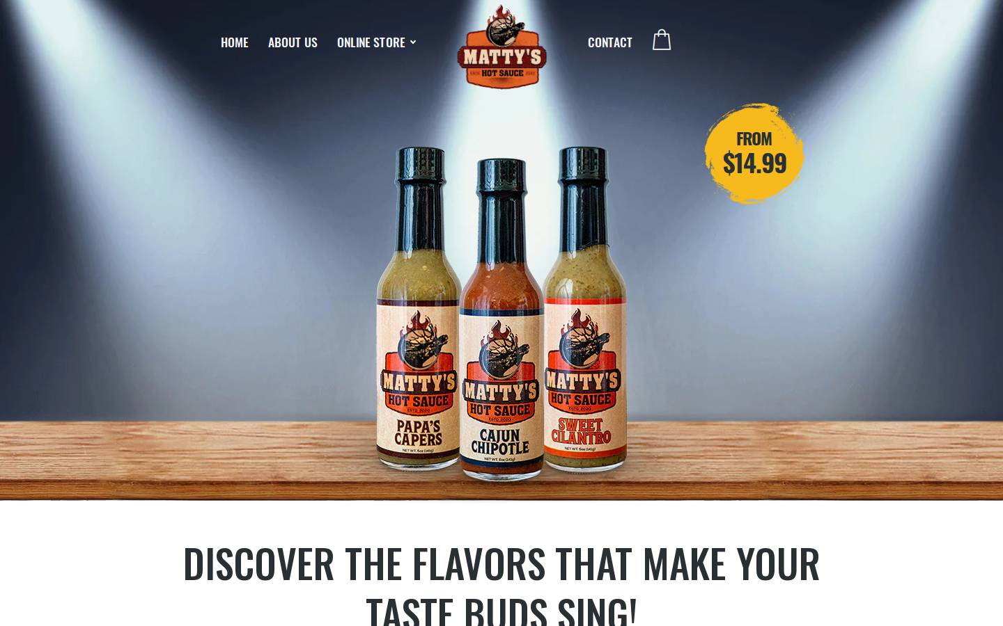 mattyshotsauce.com homepage screenshot