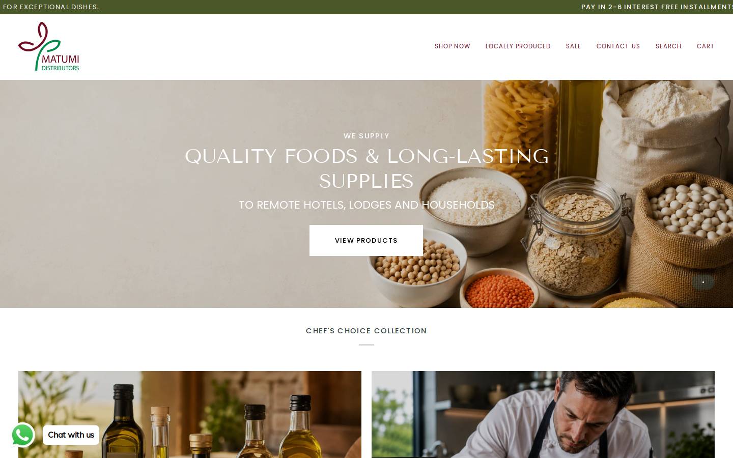 Matumidistributors homepage screenshot