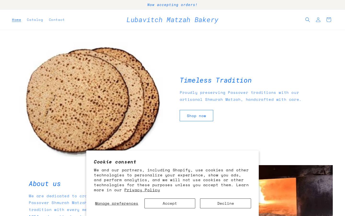 matzabakery.com homepage screenshot