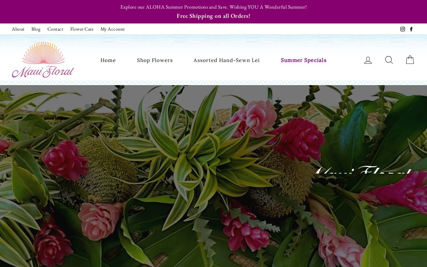 mauifloral.com homepage screenshot